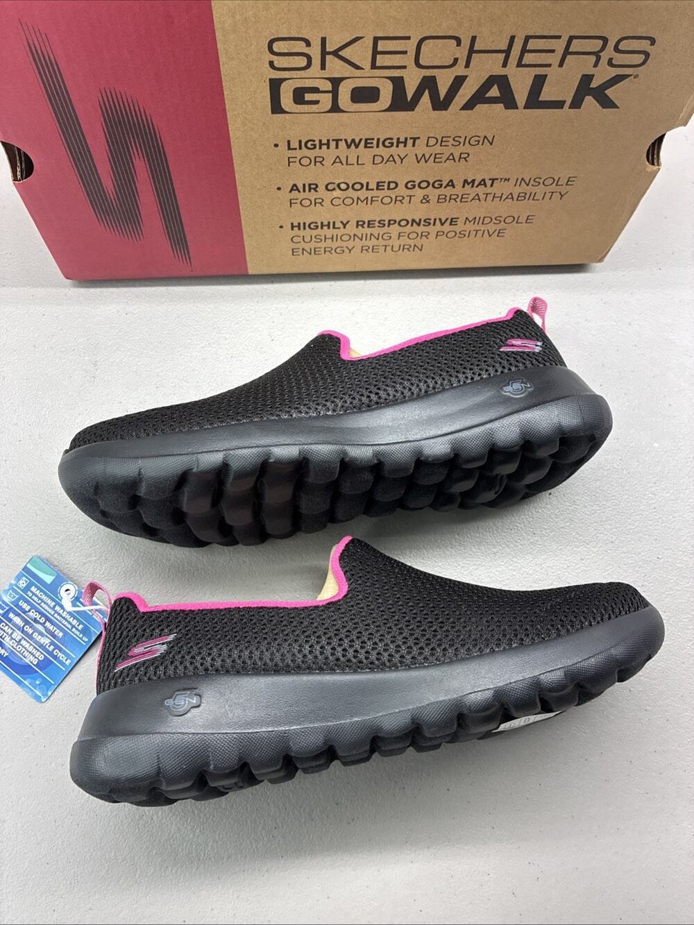 NEW Skechers Go Walk Joy 15600 Black Pink Casual Shoes Sneakers Women’s Size 6